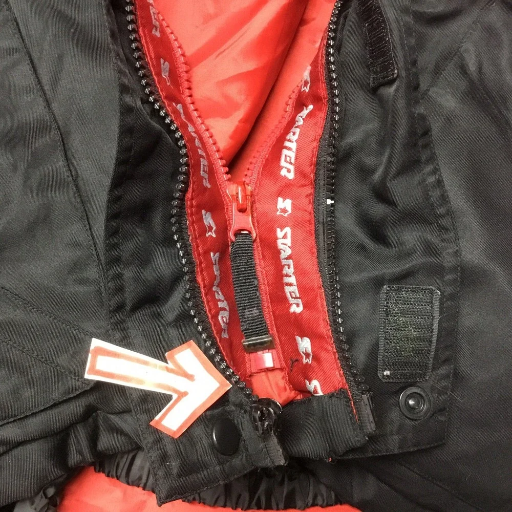 Starter Down Feather Jacket Size L 42/44 Winter Coat Men's Black Red Snow